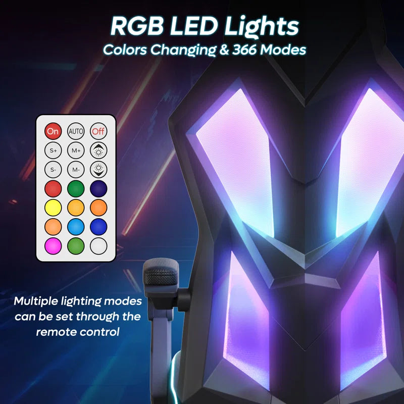 Haigh RGB Black or Black and Red LED Gaming Chair with Adjustable Lumbar, Ergonomic Office Chairs, Swiveling PC & Racing Chair