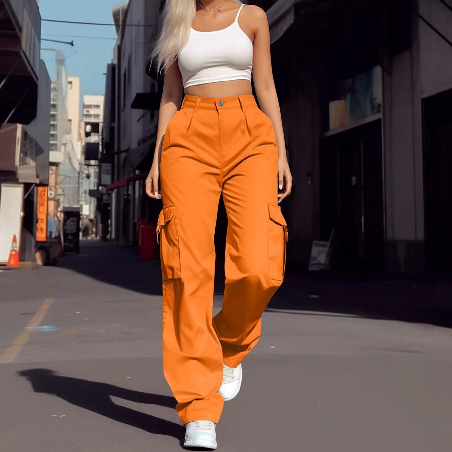 Fashion Trendy All Season Women Wide Leg Cargo Pants