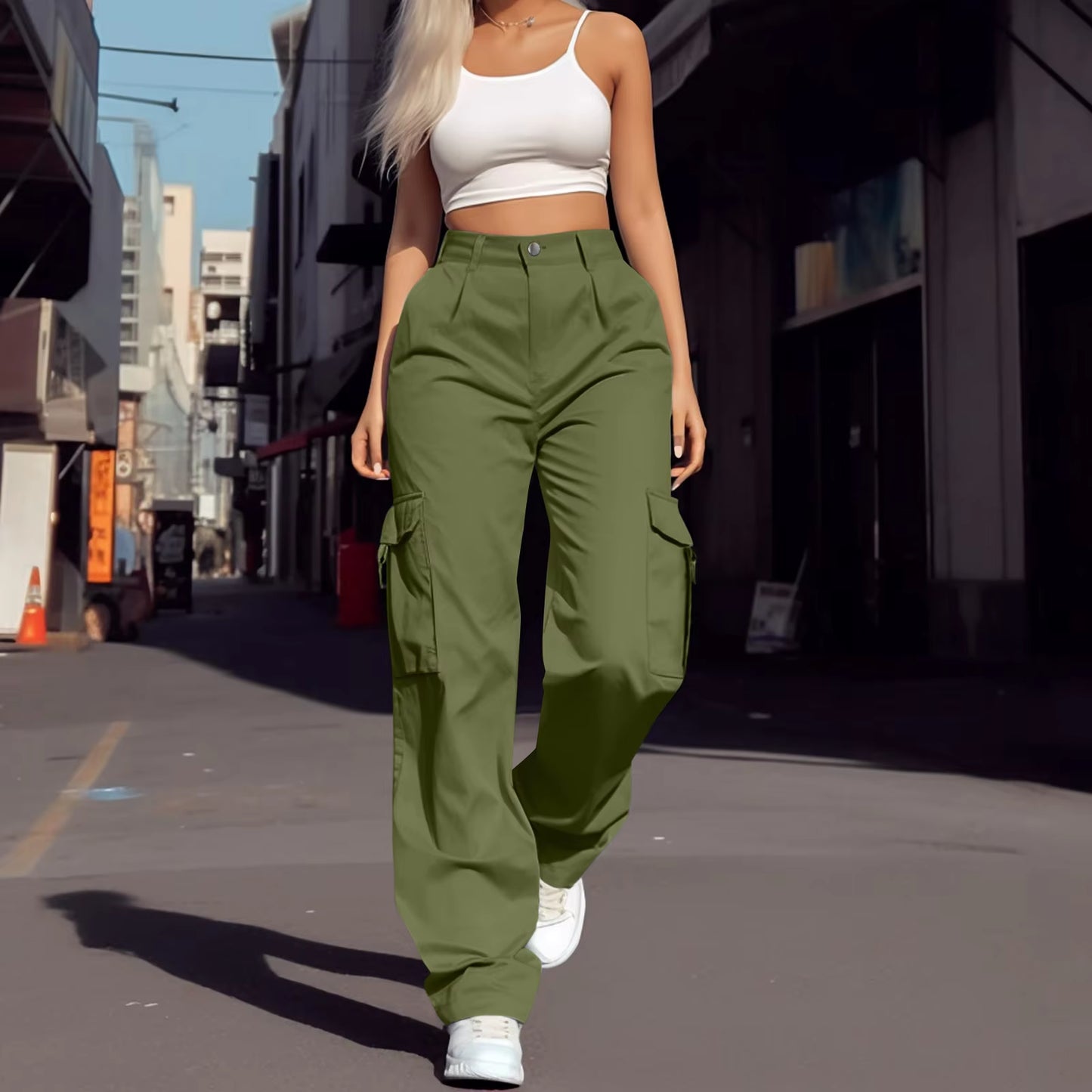 Fashion Trendy All Season Women Wide Leg Cargo Pants